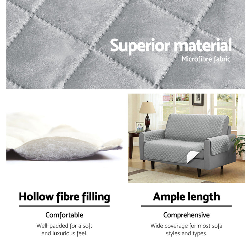 Artiss Sofa Cover Quilted Couch Covers Lounge Protector Slipcovers 2 Seater Grey - Sale Now