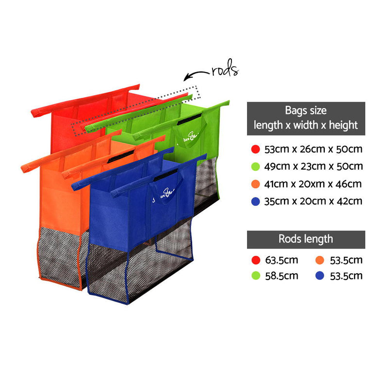 Set of 4 Reusable Shopping Trolley Bag System - Sale Now