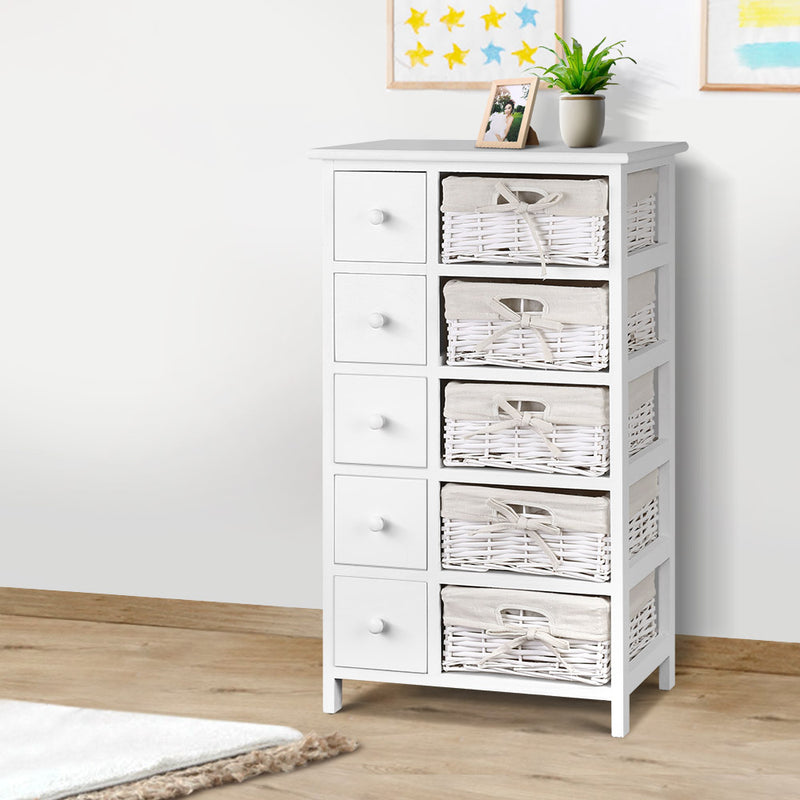 Artiss 5 Basket Storage Drawers - White - Sale Now