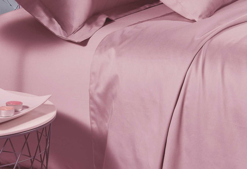 Single Size 500TC Cotton Sateen Fitted Sheet (Pink Color) - Sale Now